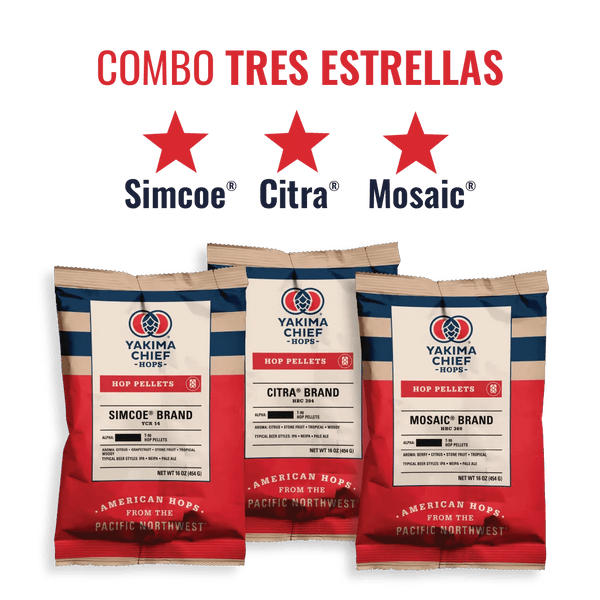 Mosaic, Simcoe y Citra de Yakima Chief Hops | Combo Tres Estrellas - Bucarest. Ser único, Ser Craft